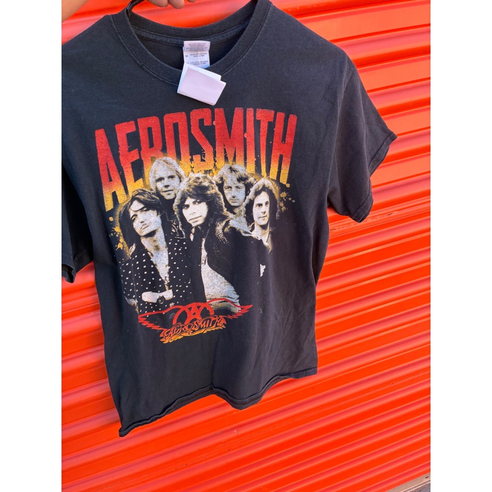 Aerosmith Band Graphic T-Shirt Gildan Heavy Cotton Black Mens Medium S/S